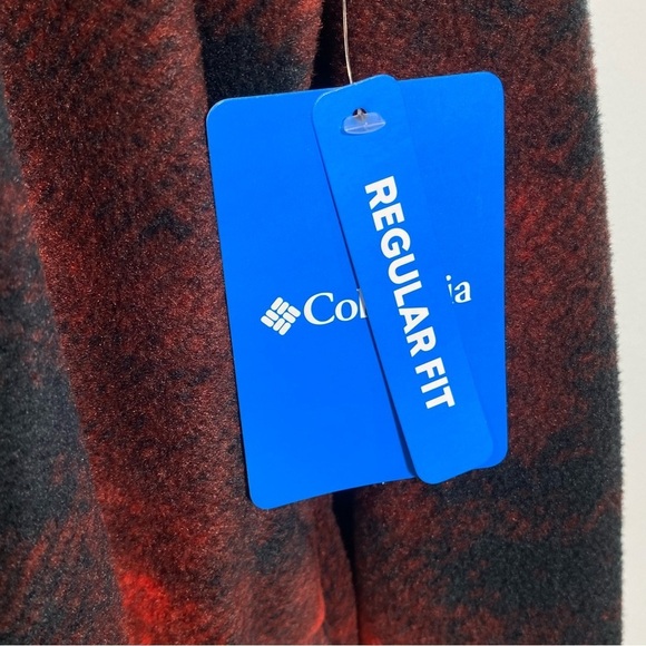 Columbia Mens XL Steens Mountain Printed Fleece Jacket Red Black Plaid Snap NWT - Picture 7 of 15